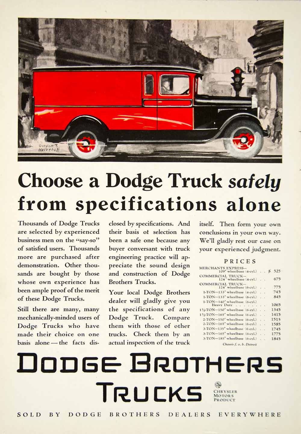 1929 Advert Dodge Brothers Trucks Vehicle Transportation Red Chrysler SCA7
