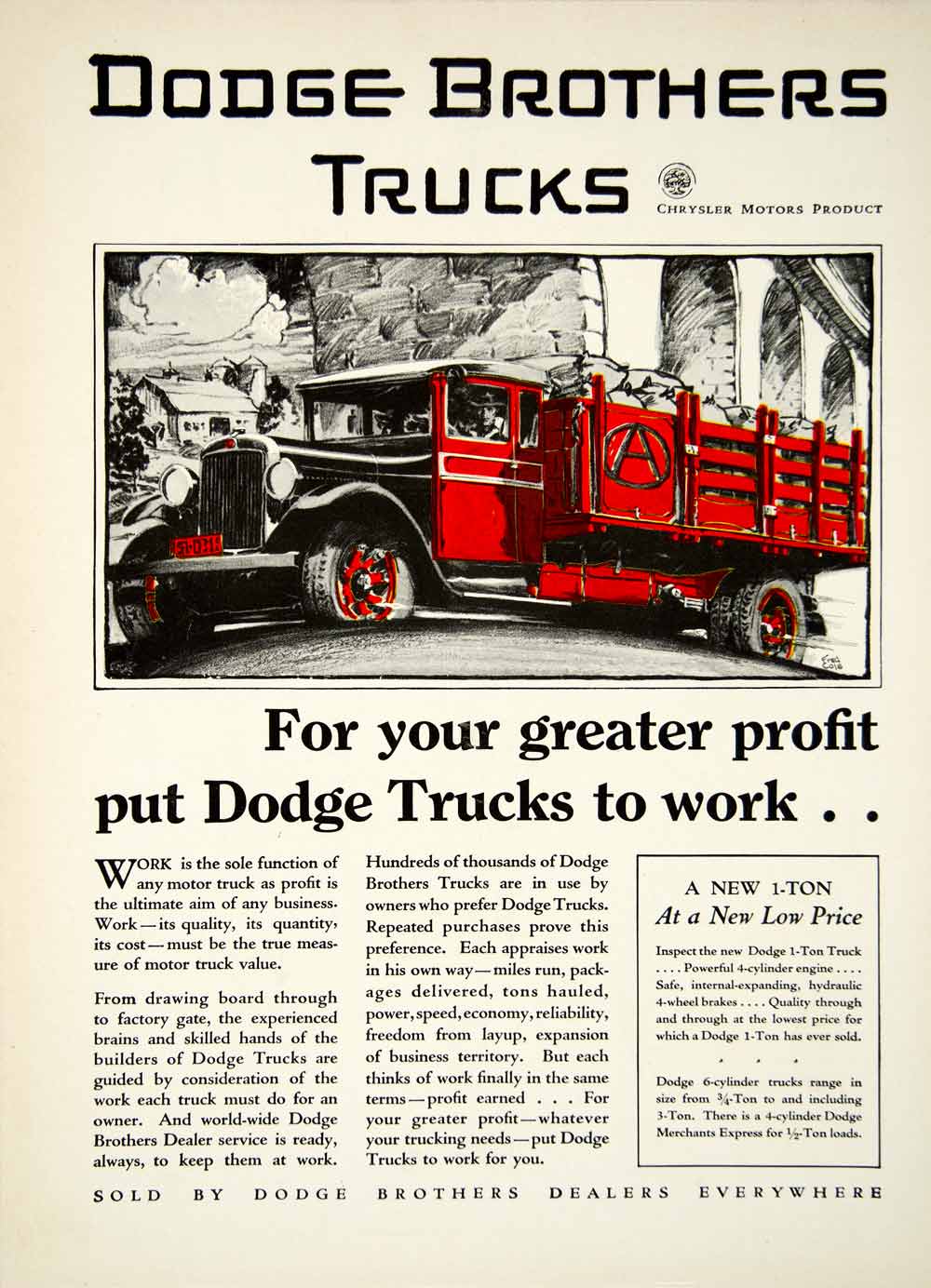 1929 Advert Dodge Brothers Trucks Transportation Labor Farmer Merchants SCA7