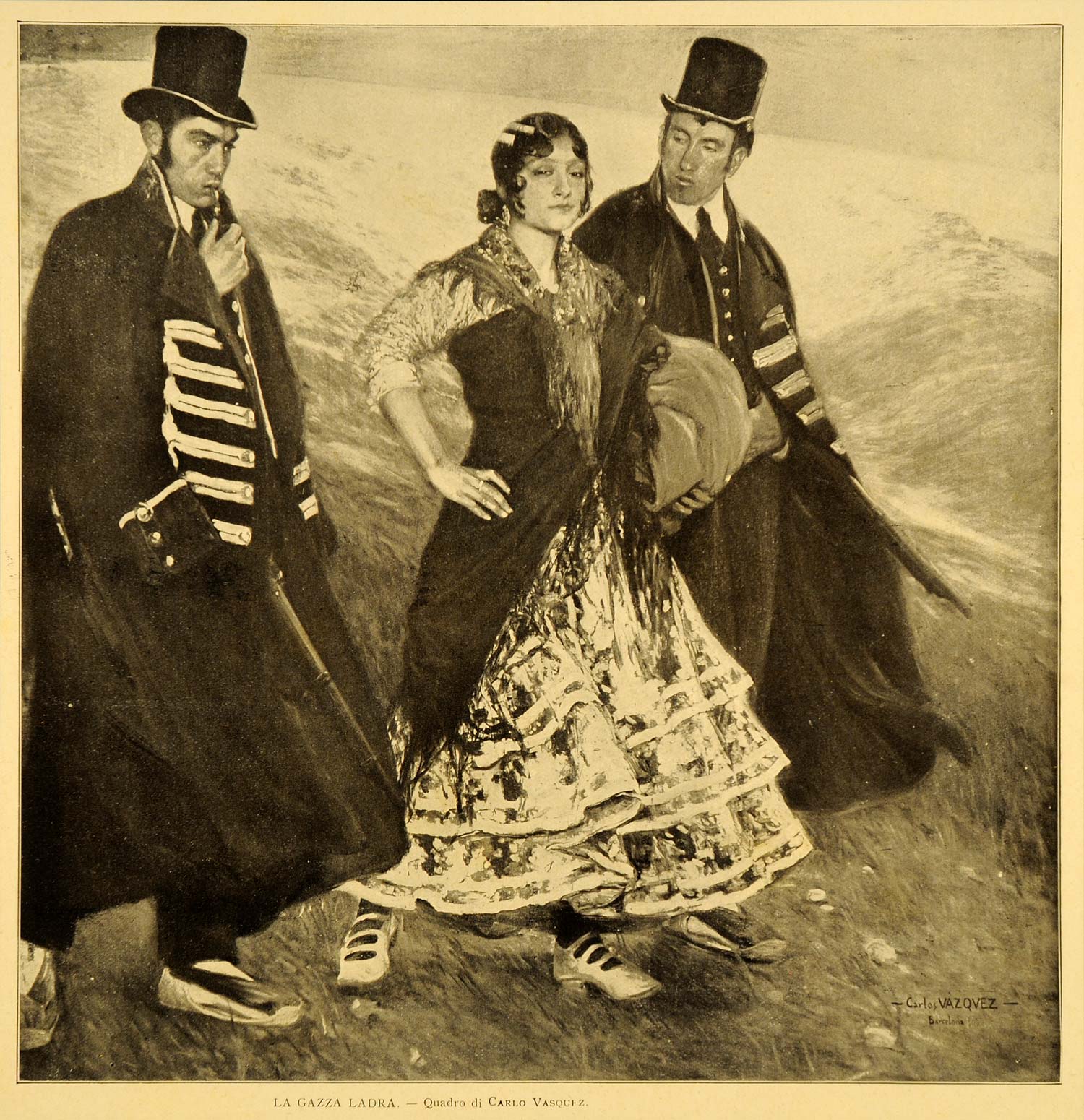1921 La Gazza Ladra Carlo Vasquez Spanish Gypsy Print - ORIGINAL HISTORIC SCI1