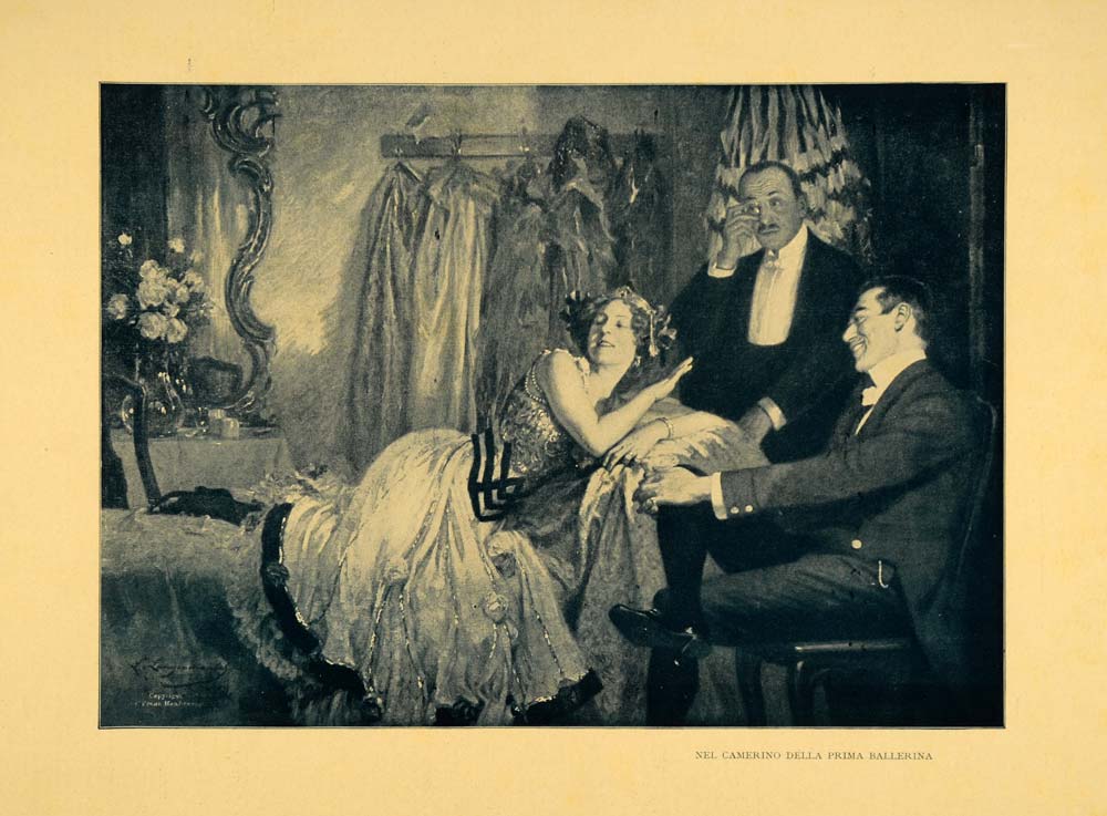 1921 Prima Ballerina Dressing Room Male Admirers Print - ORIGINAL SCI1