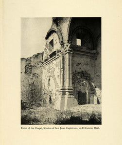 1906 Print San Juan Capistrano Spanish Mission Chapel El Camino Real SCP1