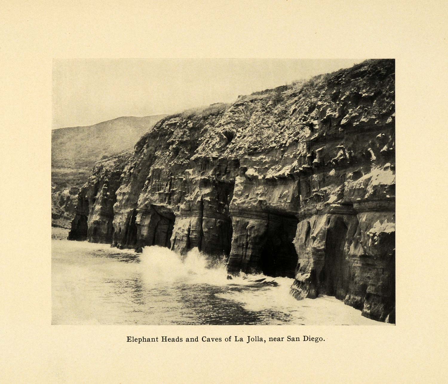 1906 Print Elephant Heads Caves La Jolla California Coastal Landscape SCP1