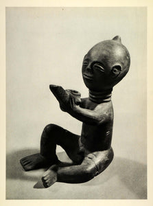 1955 Photogravure Sculpture Boy Pipe Burial Chief Fanti Africa Tribal SCP2