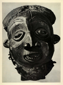 1955 Photogravure Cameroon Sculpture Bearded Mask Tribe Tribal Africa Art SCP2