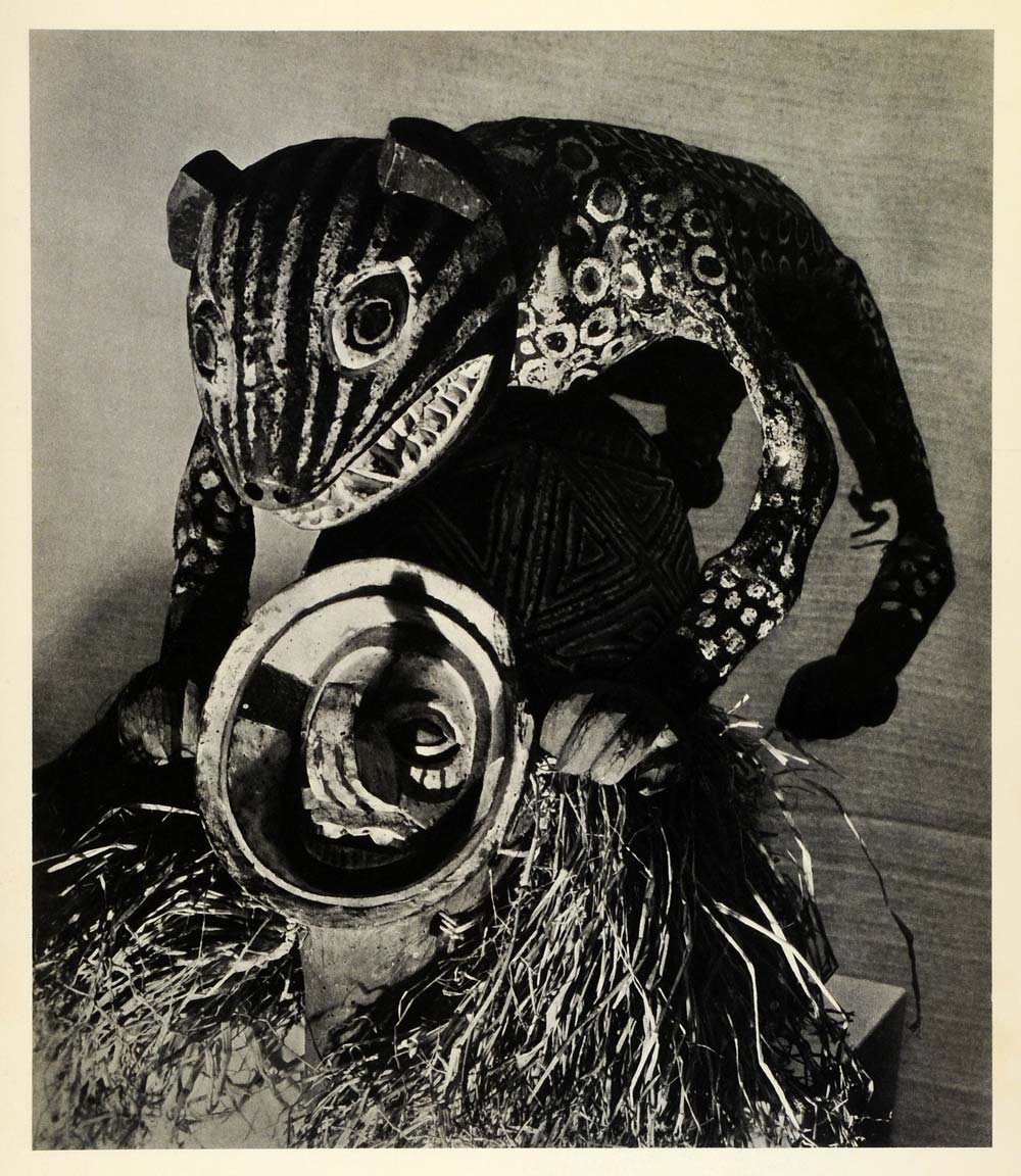 1955 Photogravure Mask Leopard Tribe Ba-Yaka Aka People Mbenga Africa SCP2