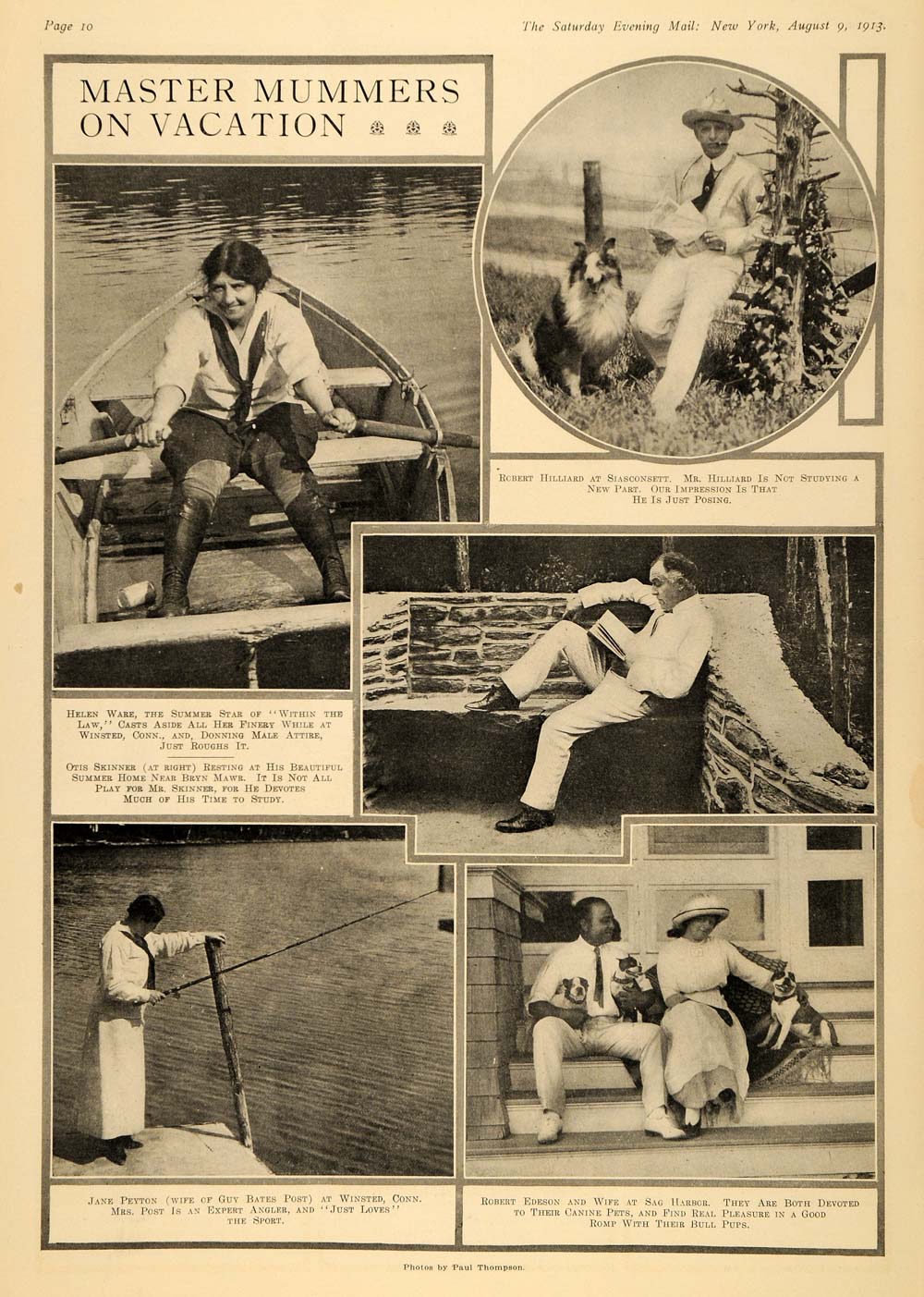 1913 Print Fishing Collie Jane Peyton Robert Edeson - ORIGINAL HISTORIC SEM1