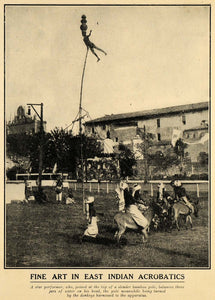 1908 Print East Indian Acrobat Performer Balancing Act ORIGINAL HISTORIC SEM1