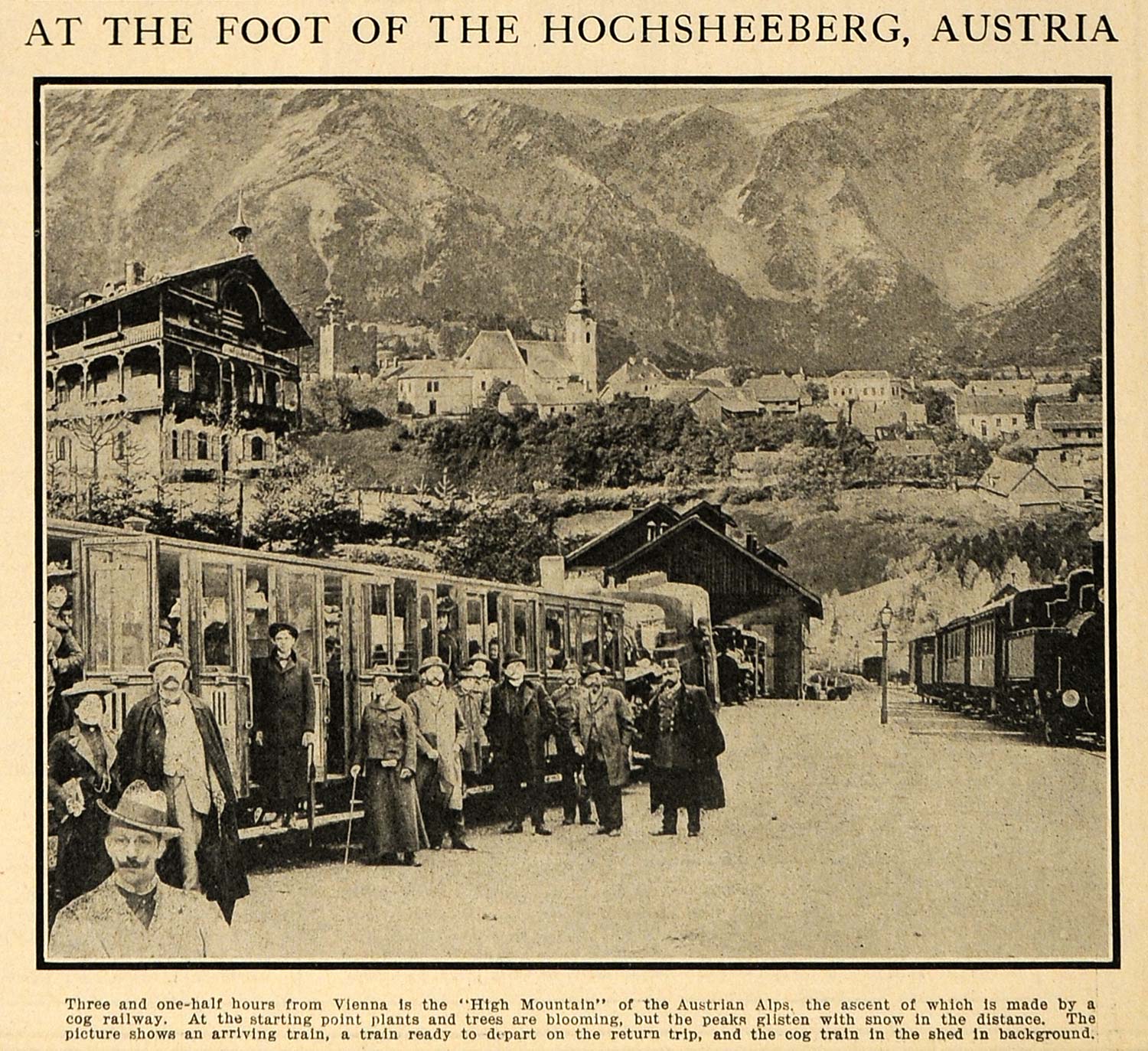1908 Print Hochsheeberg Austria Alps Mountains Trains - ORIGINAL HISTORIC SEM1