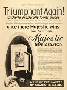 1932 Ad Majestic Refrigerator Grigsby Grunow Arctic - ORIGINAL ADVERTISING SEP3