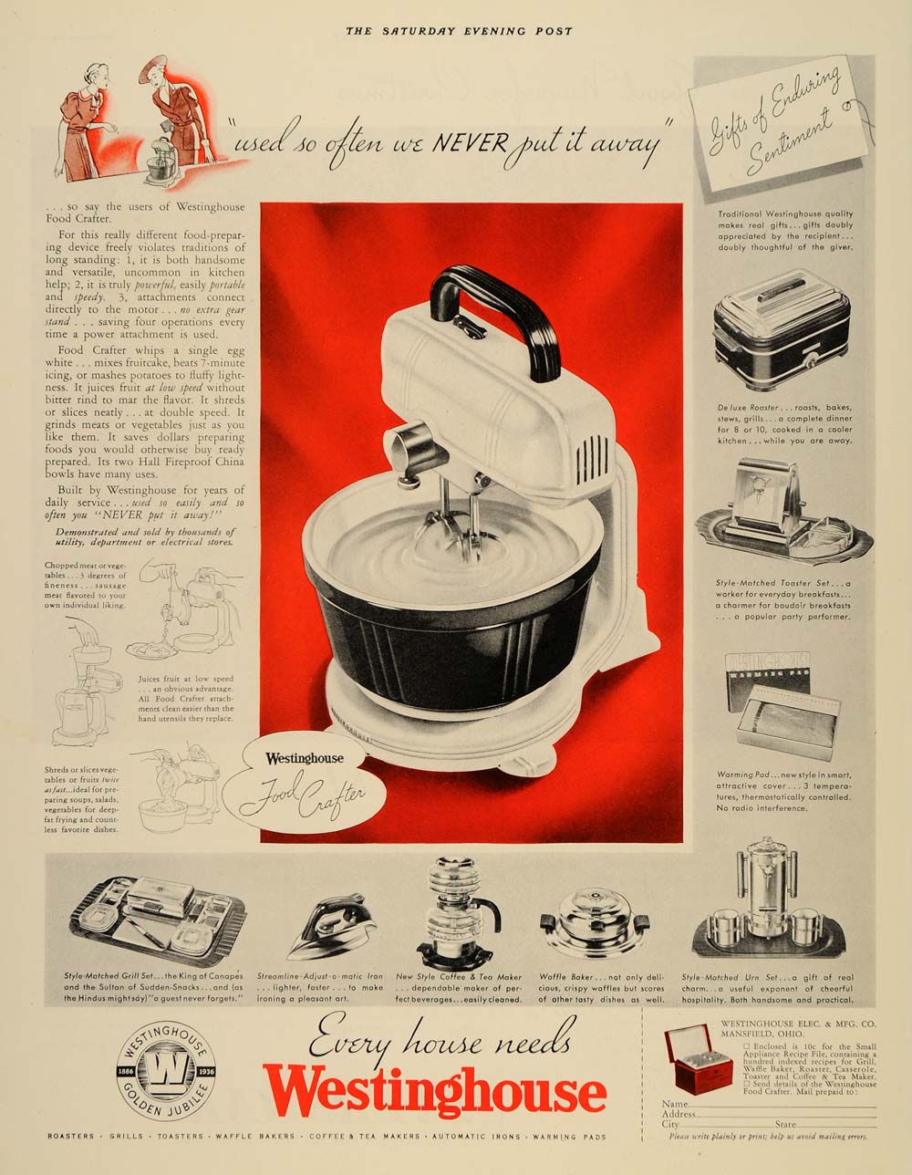 Westinghouse coffee maker ad 1961 vintage orig print 1960s retro art  appliances