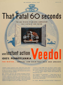 1933 Ad Veedol Lubrication Oil Tide Water Association - ORIGINAL SEP3