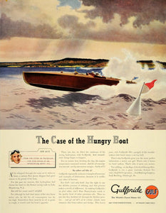 1937 Ad Gulfpride Gulf Finest Motor Oil Skipper Boat - ORIGINAL ADVERTISING SEP3