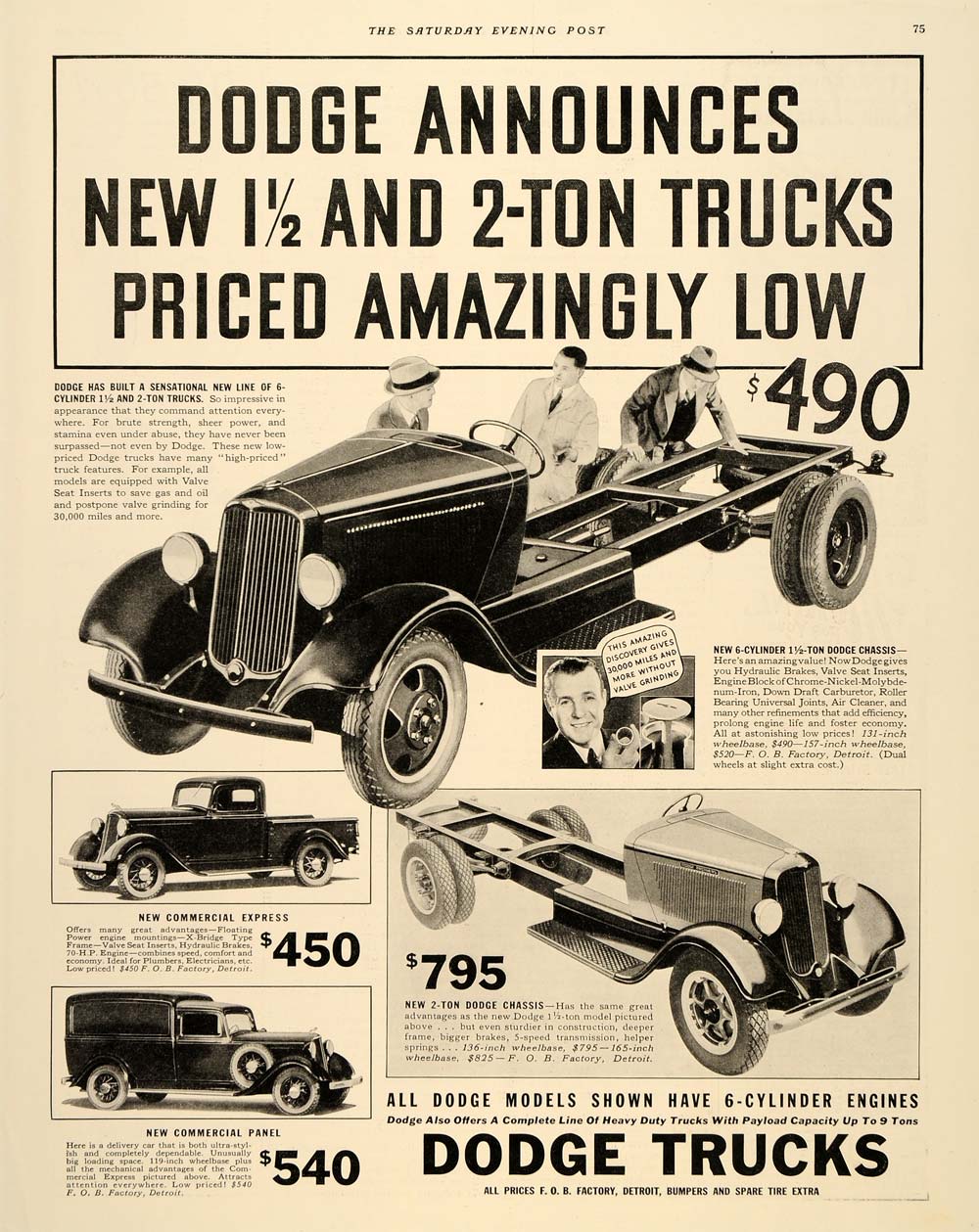 1933 Ad Commercial Express Panel Chassis Dodge Trucks - ORIGINAL SEP3