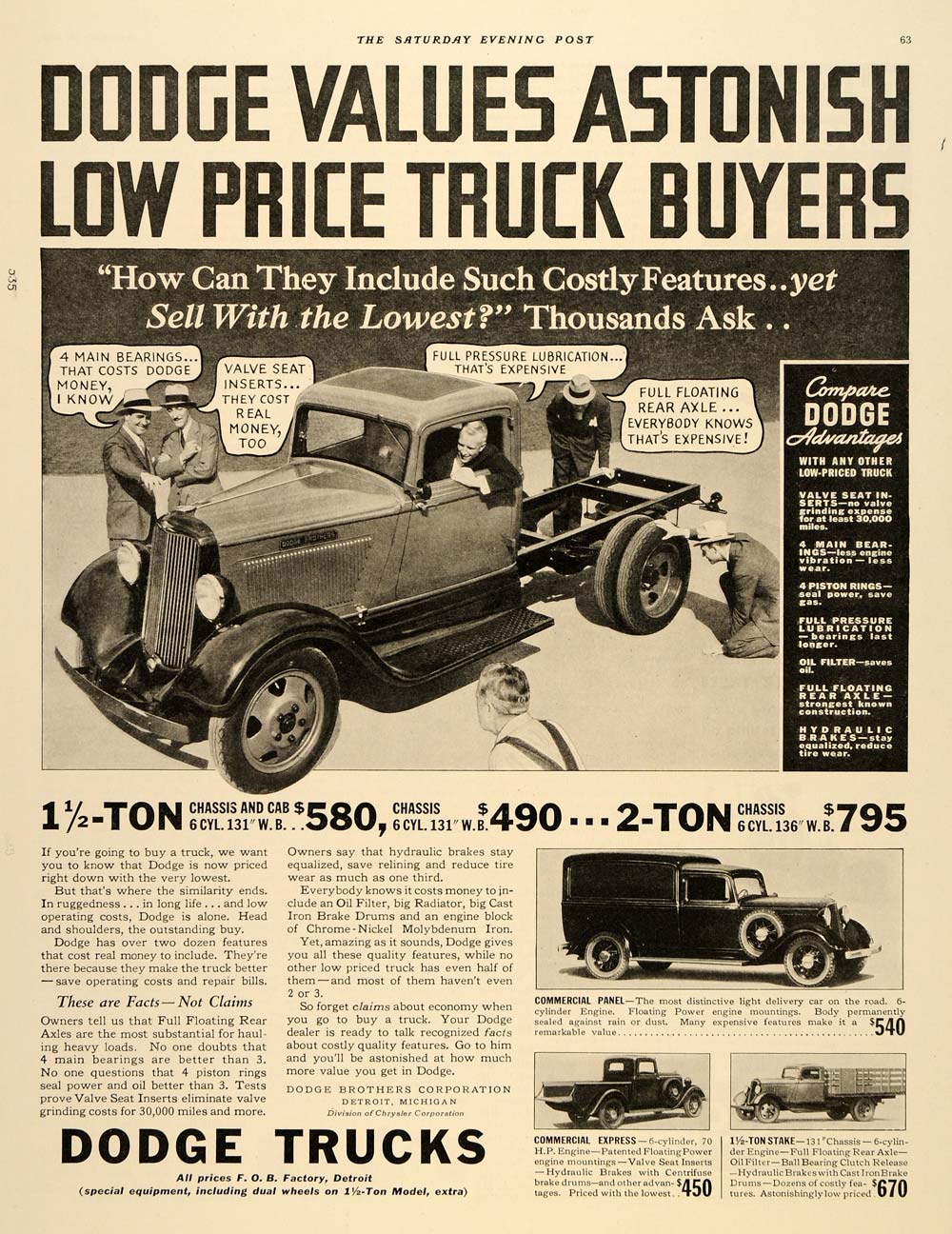 1933 Ad 6 Cylinder Dodge Truck Commercial Panel Express - ORIGINAL SEP3