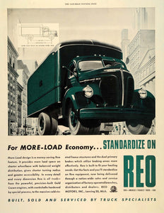 1937 Ad REO Motors Inc Hauling Trucks Gold Crown Engine - ORIGINAL SEP3