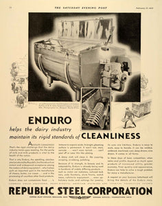 1932 Ad Republic Steel Corporation Enduro Cleanliness - ORIGINAL SEP3