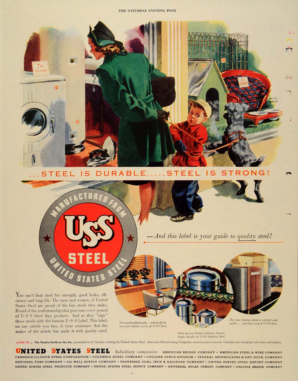 1947 Ad Steel United States USS Appliances Keith Ward - ORIGINAL SEP3