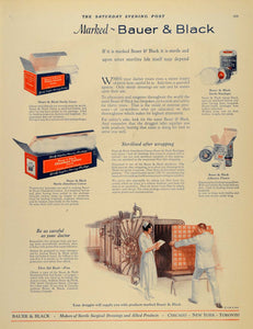 1924 Ad Bauer Black Gauze Cotton Sterile Bandages - ORIGINAL ADVERTISING SEP3