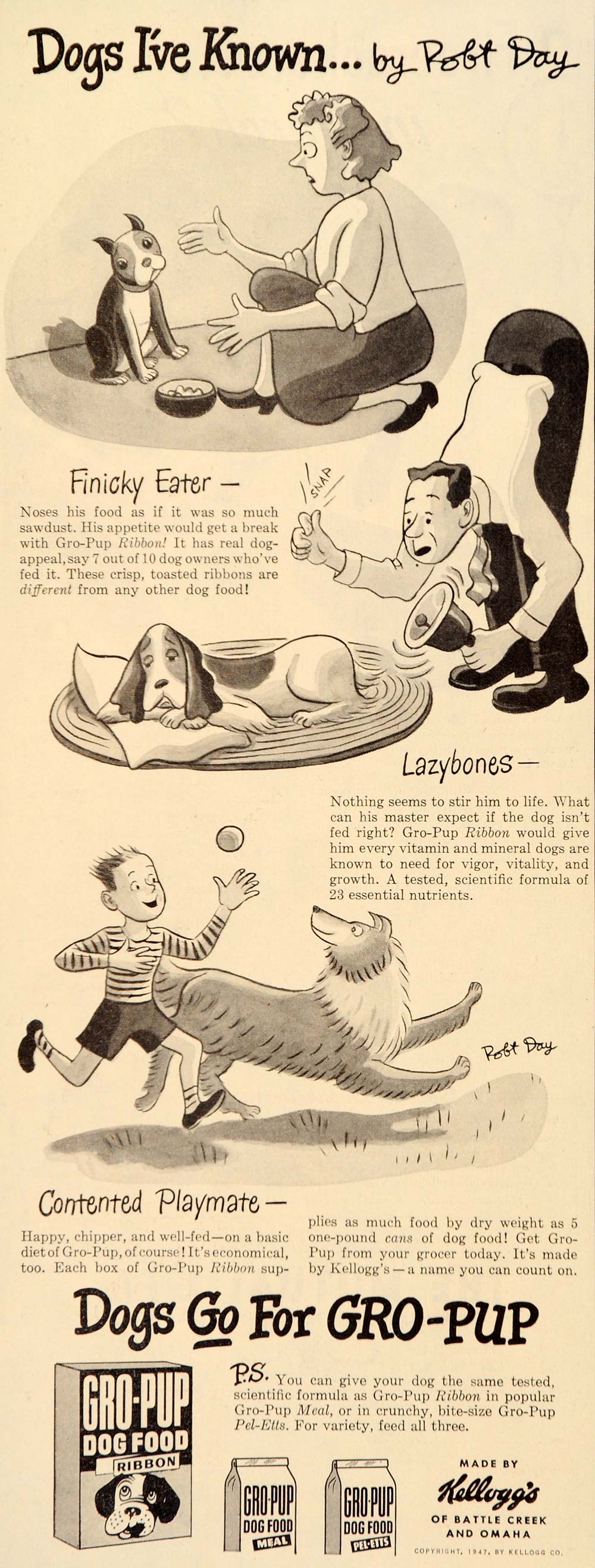 1947 Ad Robt Day Artist Kelloggs Gro Pup Meal Dog Food - ORIGINAL SEP3