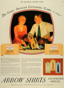 1932 Ad Arrow Sanforized Shrunk Trump Paddock Collar - ORIGINAL ADVERTISING SEP3
