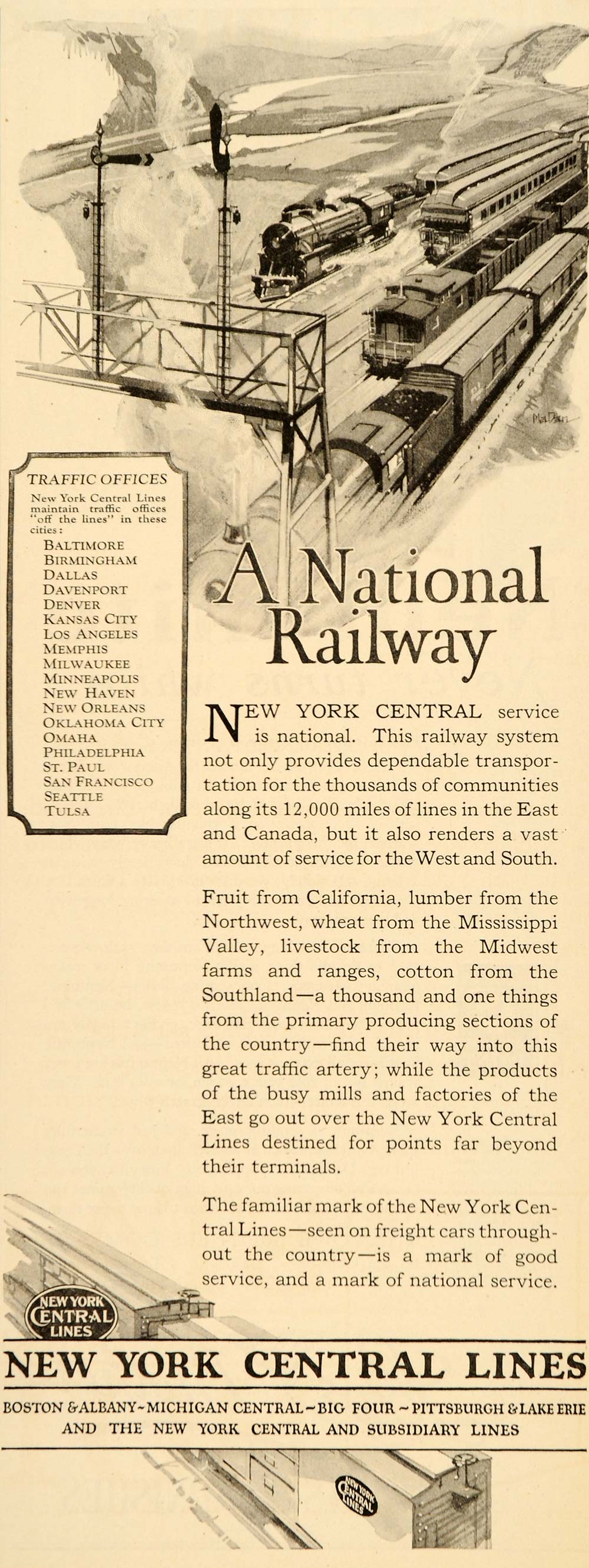 1924 Ad New York Central Lines National Railway Trains - ORIGINAL SEP3