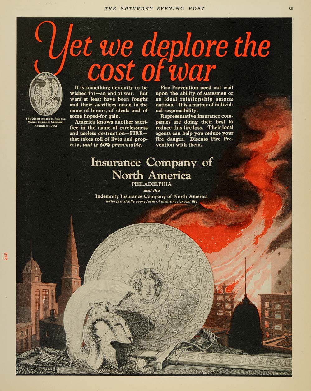 1924 Ad Insurance Company Of North America Indemnity - ORIGINAL ADVERTISING SEP3