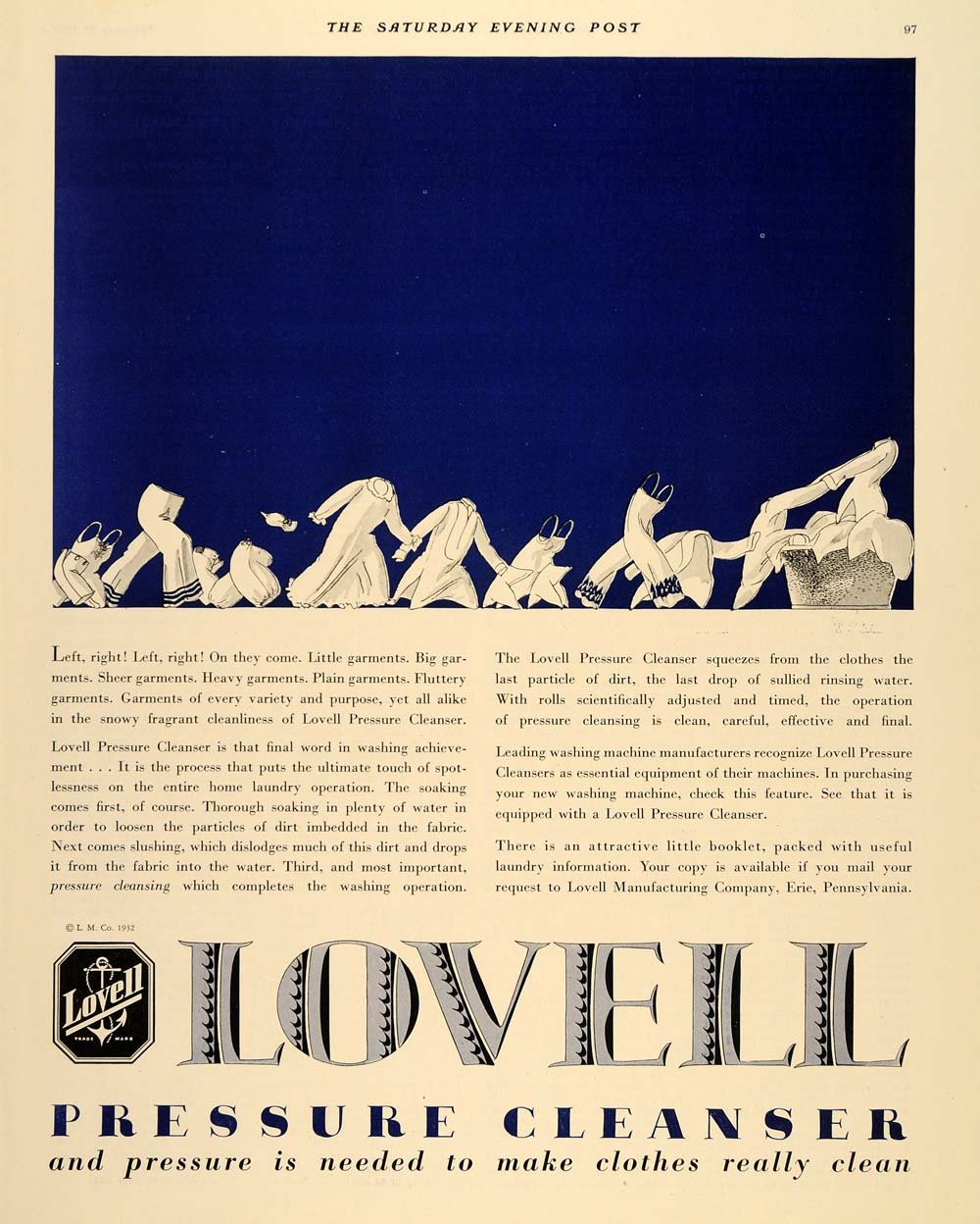 1932 Ad Lovell Pressure Cleanser Washing Machine Fabric - ORIGINAL SEP3