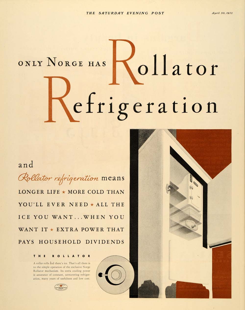 1932 Ad Norge Rollator Refrigeration Rolls Ice Rupp - ORIGINAL ADVERTISING SEP3