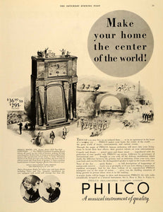 1932 Ad Philco 15X Model Inclined Sounding Board Music - ORIGINAL SEP3