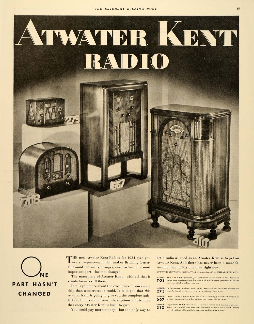 1933 Ad Atwater Kent Radio Model Numbers Music Box - ORIGINAL ADVERTIS –  Period Paper Historic Art LLC