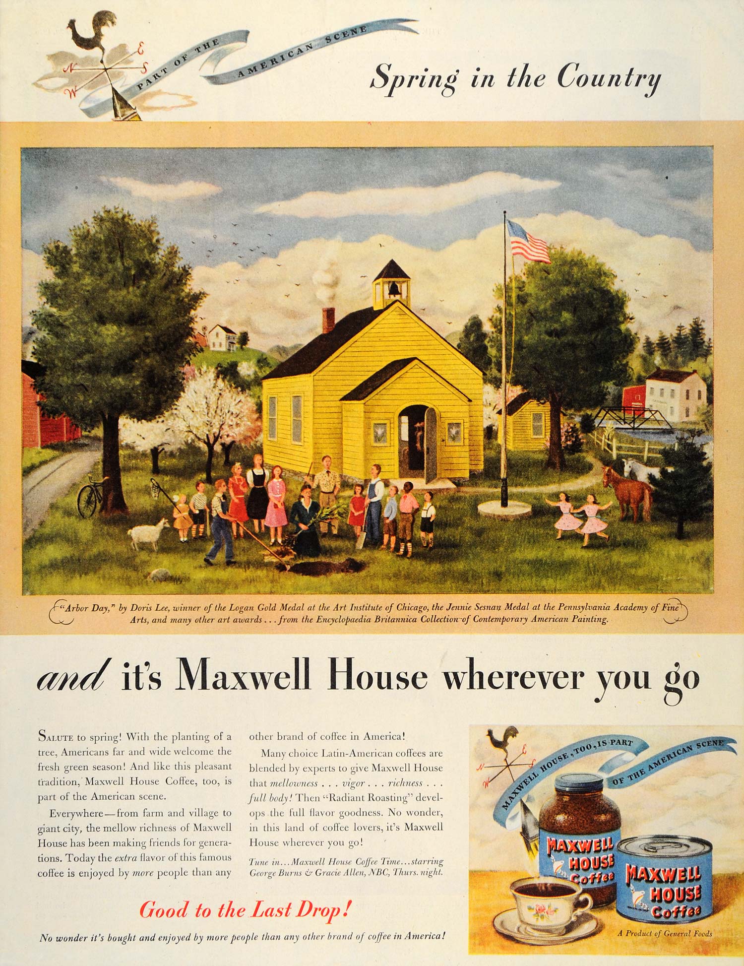 1946 Ad Maxwell House Coffee Spring Country Arbor Day - ORIGINAL SEP3