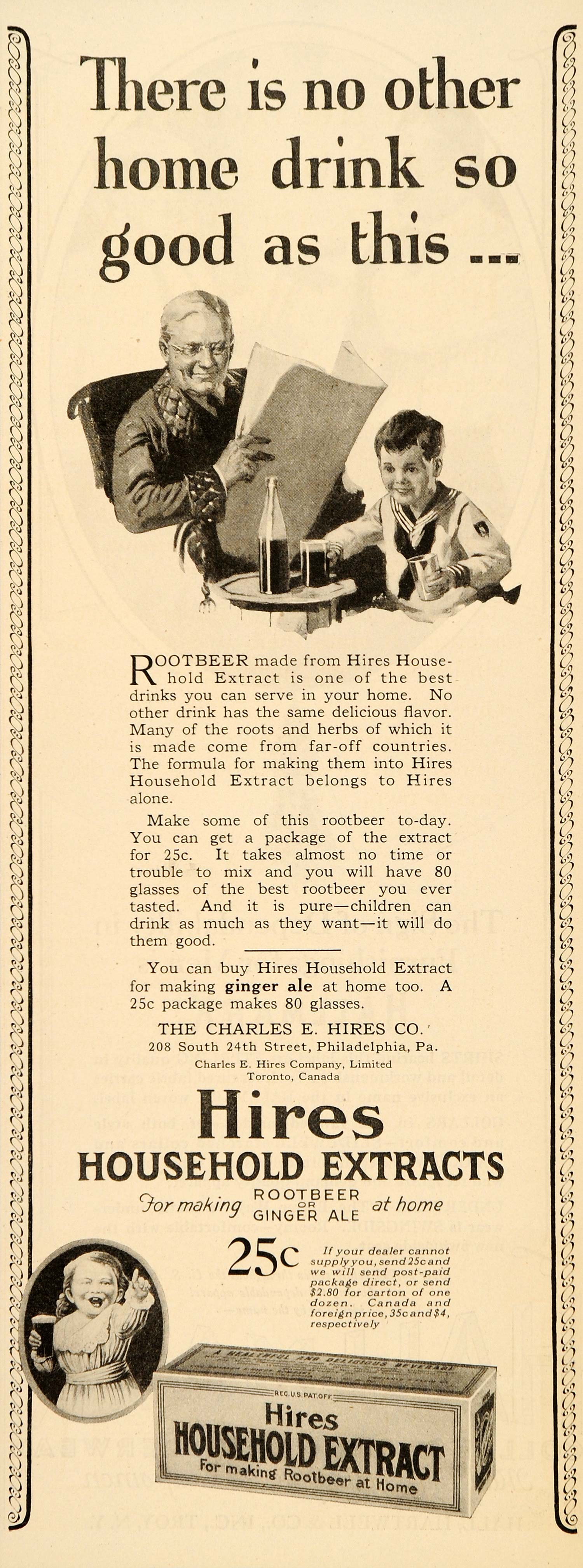 1924 Ad Hires Household Extract Rootbeer Drink Grandpa - ORIGINAL SEP3