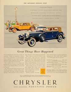1932 Ad Chrysler Patented Floating Power Blue Cars - ORIGINAL ADVERTISING SEP3