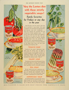 1933 Ad Campbell's Soup Vegetables Lenten Diet Family - ORIGINAL SEP4