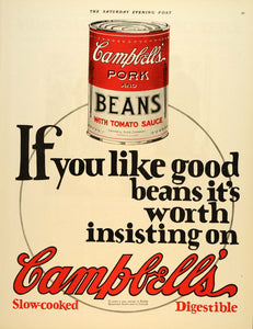1924 Ad Campbell's Pork Beans Tomato Sauce Can - ORIGINAL ADVERTISING SEP4