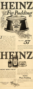 1917 Ad Heinz 57 Fig Pudding Mince Meat Unique Tins WWI - ORIGINAL SEP4