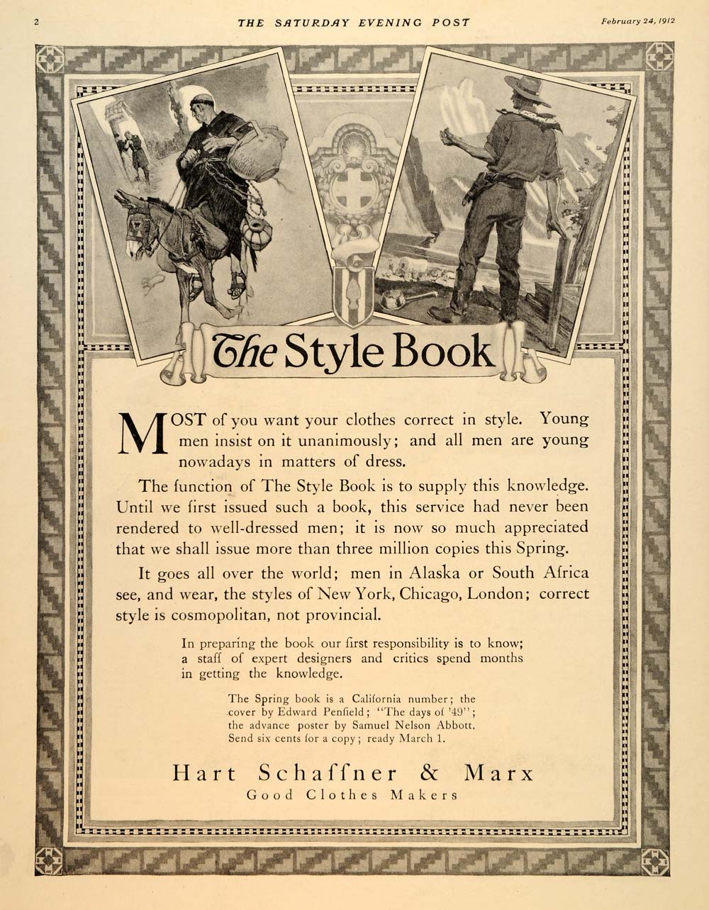 1912 Ad Style Book Edward Penfield Hart Schaffner Marx - ORIGINAL SEP4