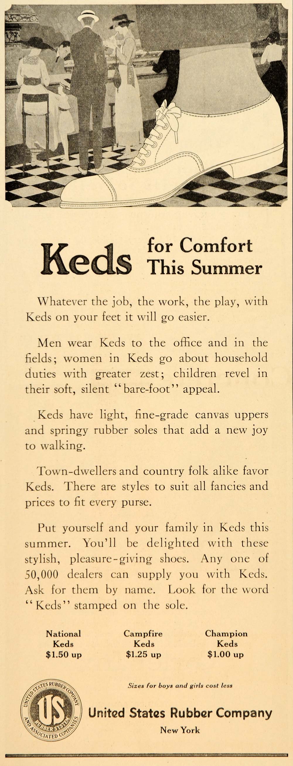 1918 Ad Keds National Campfire Champion Shoes Rubber - ORIGINAL ADVERTISING SEP4
