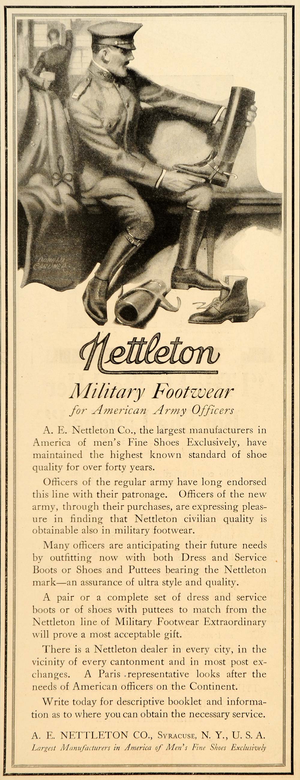 1918 Ad Nettleton Military Footwear Shoes Boots Service - ORIGINAL SEP4