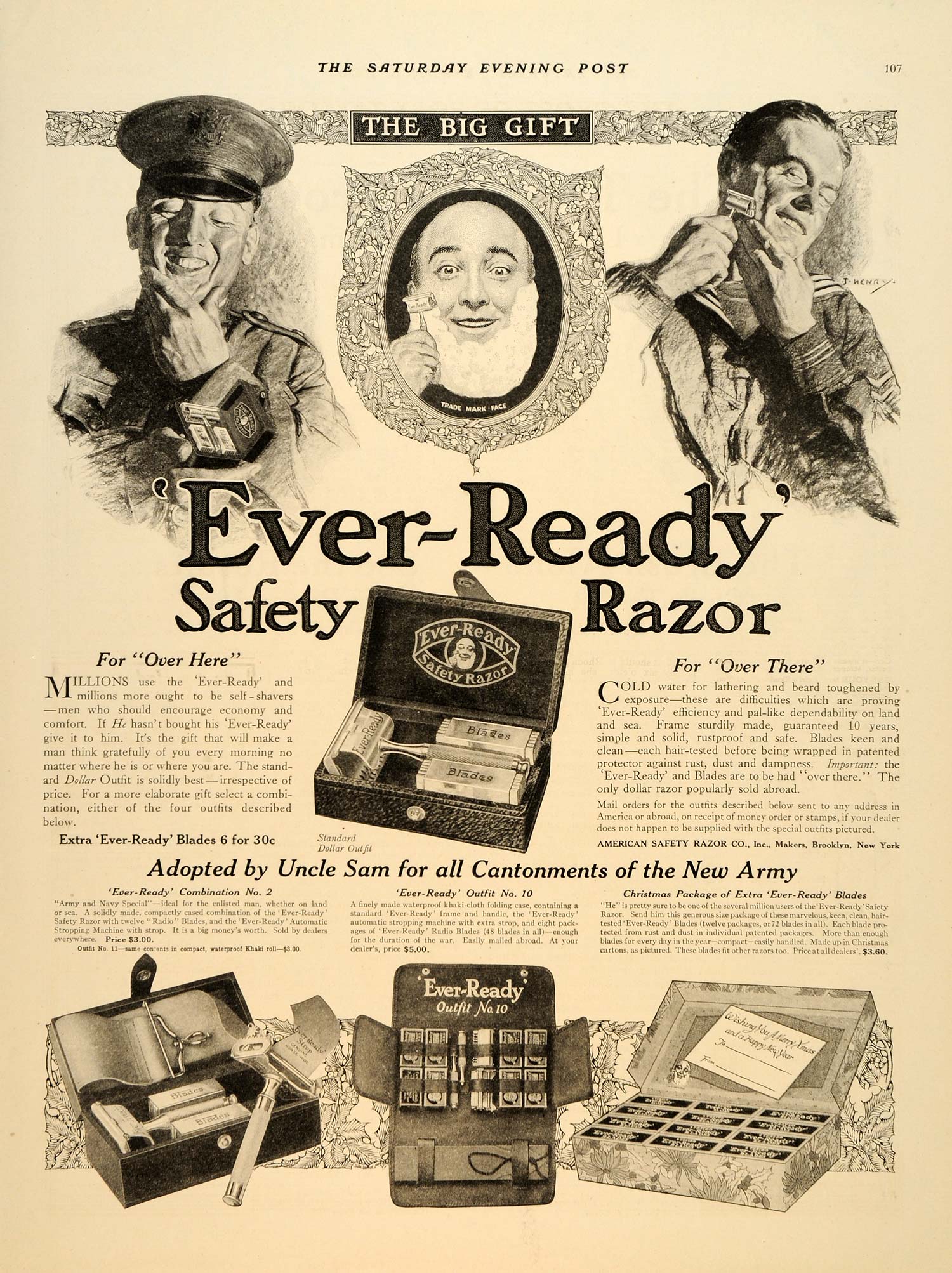 1917 Ad Safety Razor Soldier Blades Ever Ready WWI - ORIGINAL ADVERTISING SEP4