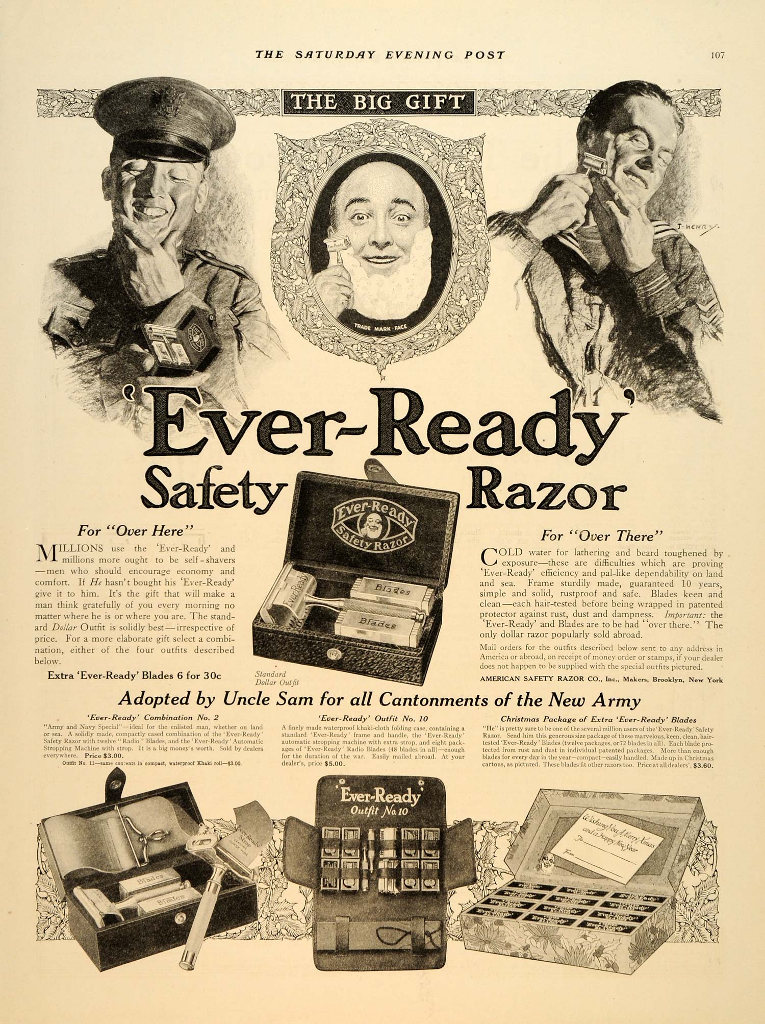 1917 Ad Safety Razor Soldier Blades Ever Ready WWI - ORIGINAL ADVERTIS ...