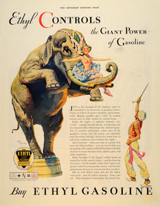 1928 Ad Ethyl Gasoline Engine Knock Elephant General - ORIGINAL ADVERTISING SEP4