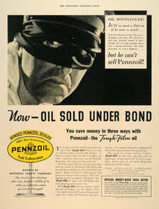 1928 Ad Pennzoil Thief Oil Bootlegger Motor Tough Film - ORIGINAL SEP4