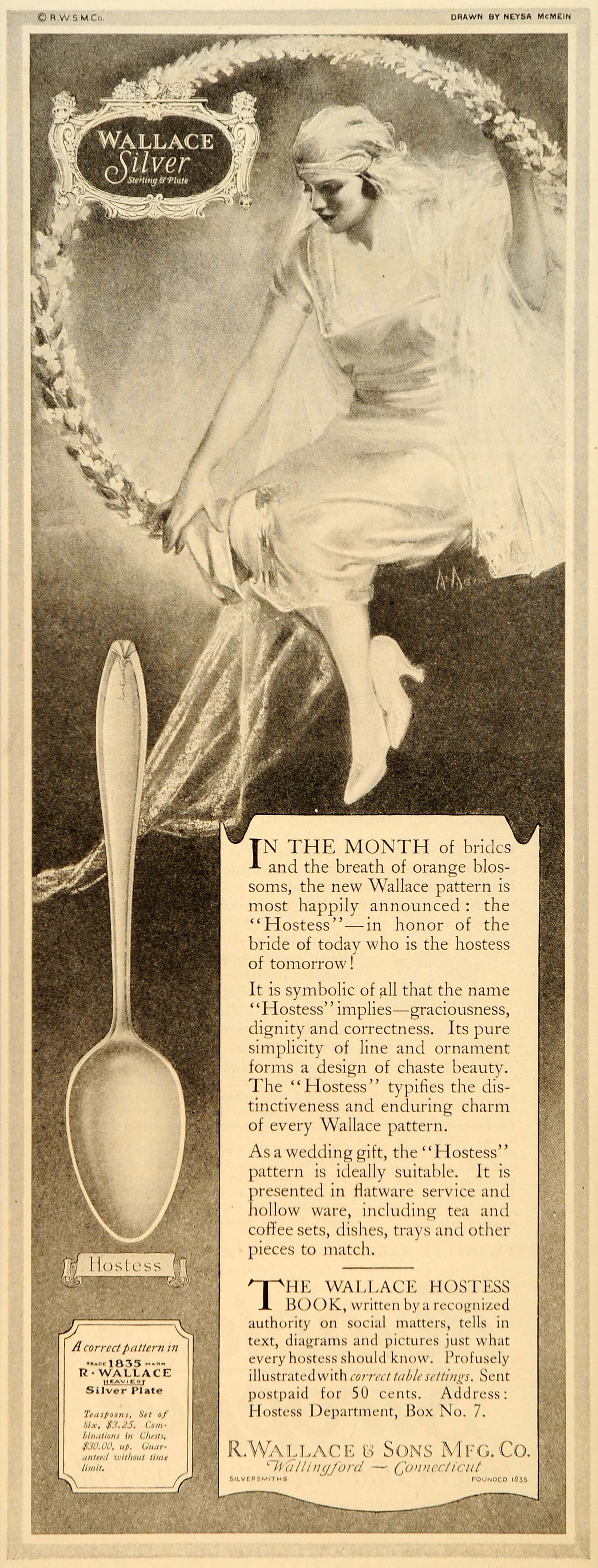 1918 Ad Wallace Silver Sterling Plate Hostess Teaspoon - ORIGINAL SEP4