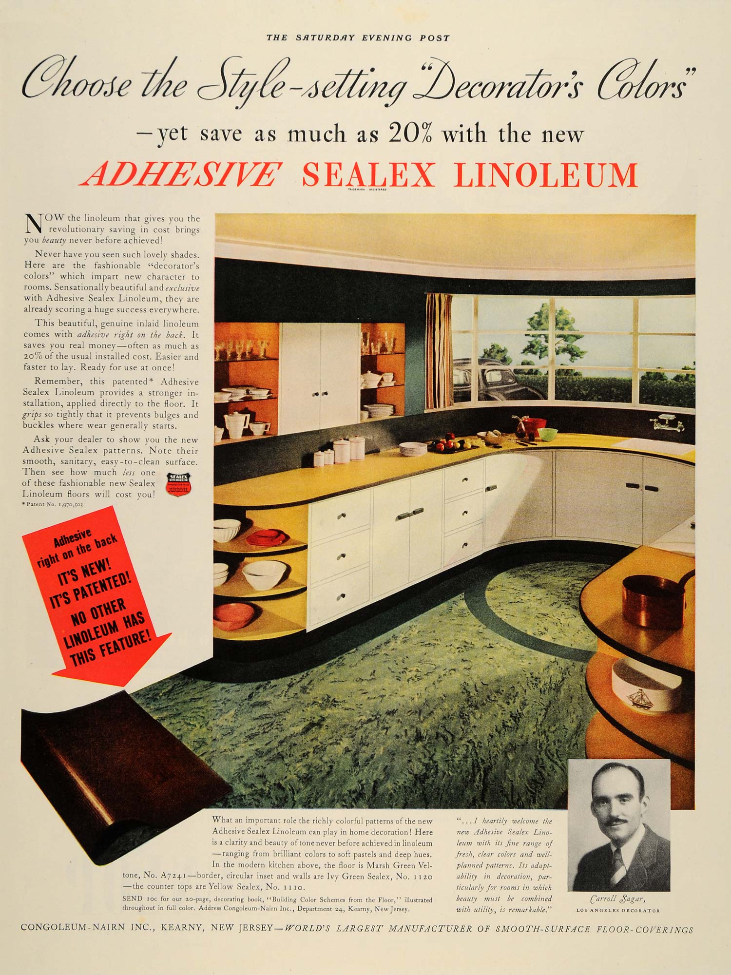 1975 Ad Congoleum-Nairn Sagar Sealex Linoleum Flooring - ORIGINAL SEP4