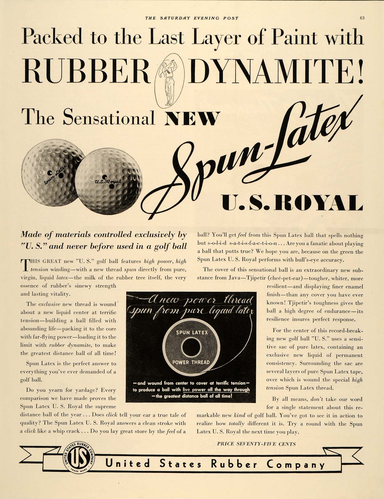 1935 Ad United States Rubber Golf Ball Golfing Sports - ORIGINAL SEP4