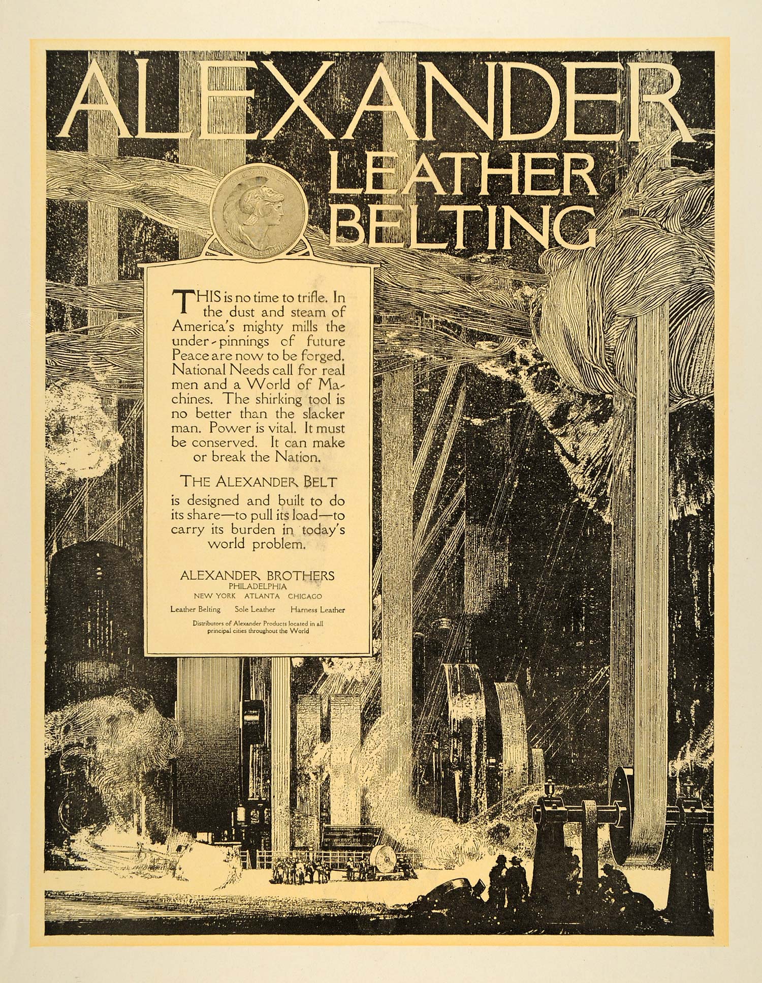 1918 Ad Alexander Brothers Leather Belting Machine - ORIGINAL ADVERTISING SEP4