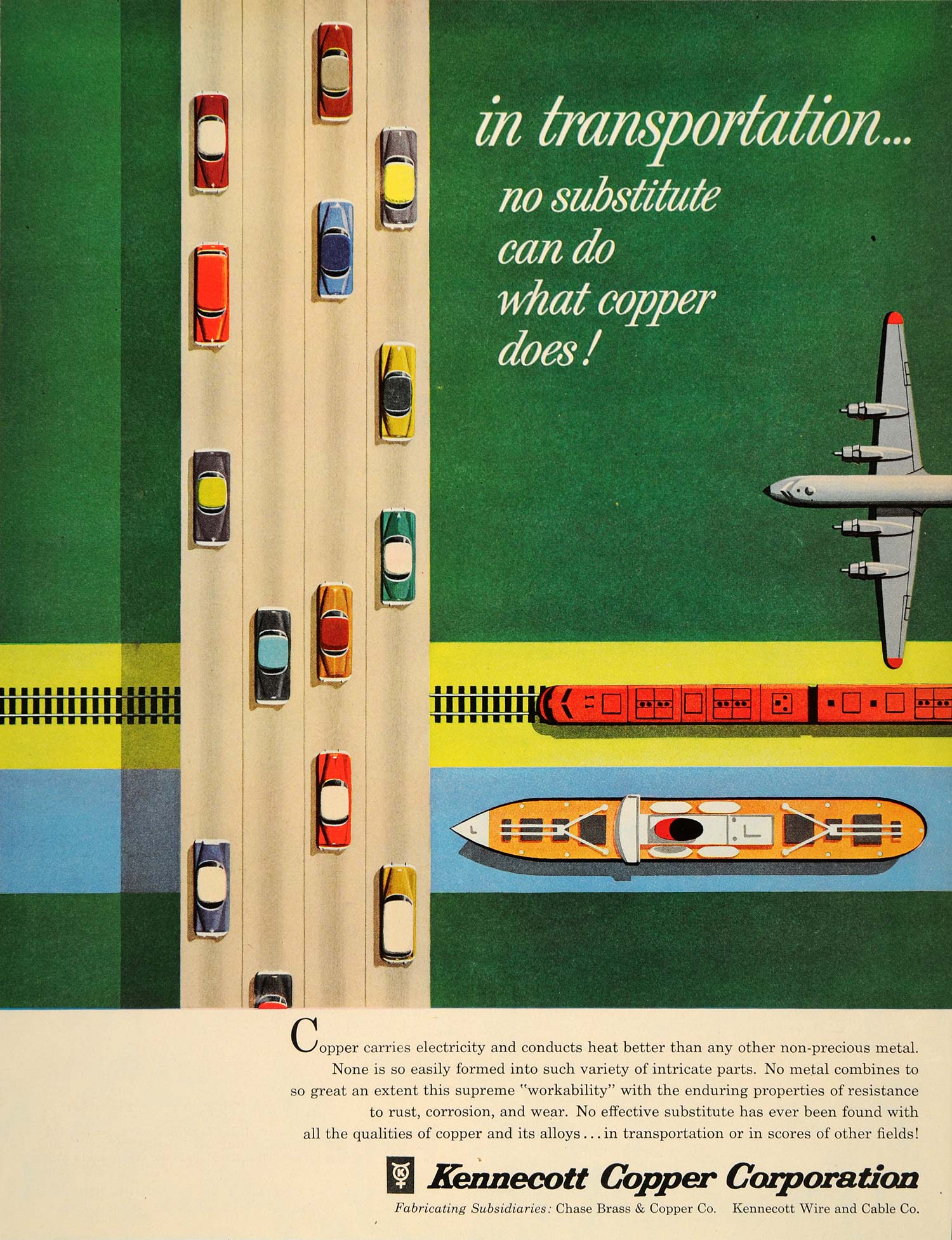1956 Ad Kennecott Copper Transportation Electric Metal - ORIGINAL SEP4
