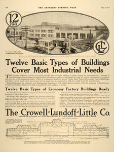 1918 Ad Crowell Lundoff Little Construction Architect - ORIGINAL SEP4