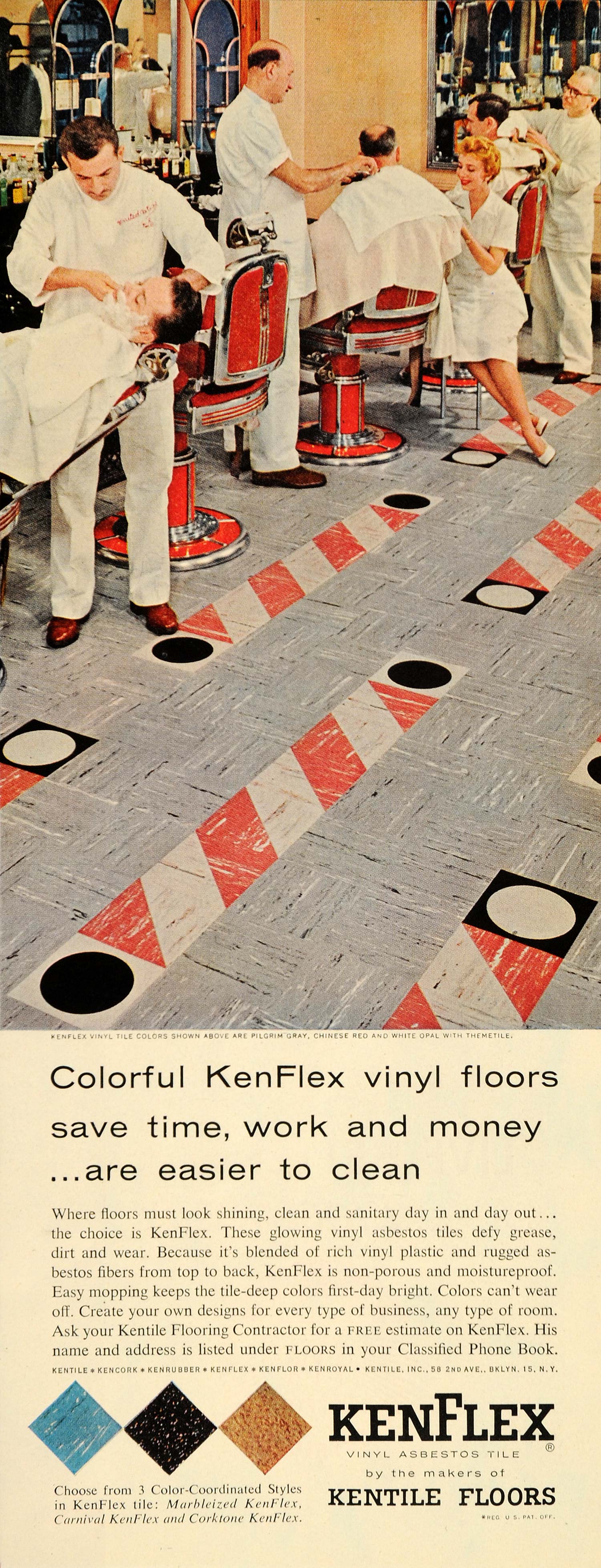 1956 Ad Kenflex Kentile Vinyl Tile Flooring Linoleum - ORIGINAL ADVERTISING SEP4